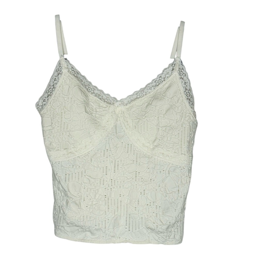 Liz &‎ Sara Womens Babydoll Lace Crop Top Sz S Y2K Coquette Festival Boho Preppy